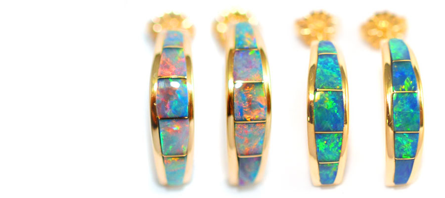 Rose gold Australian opal rings